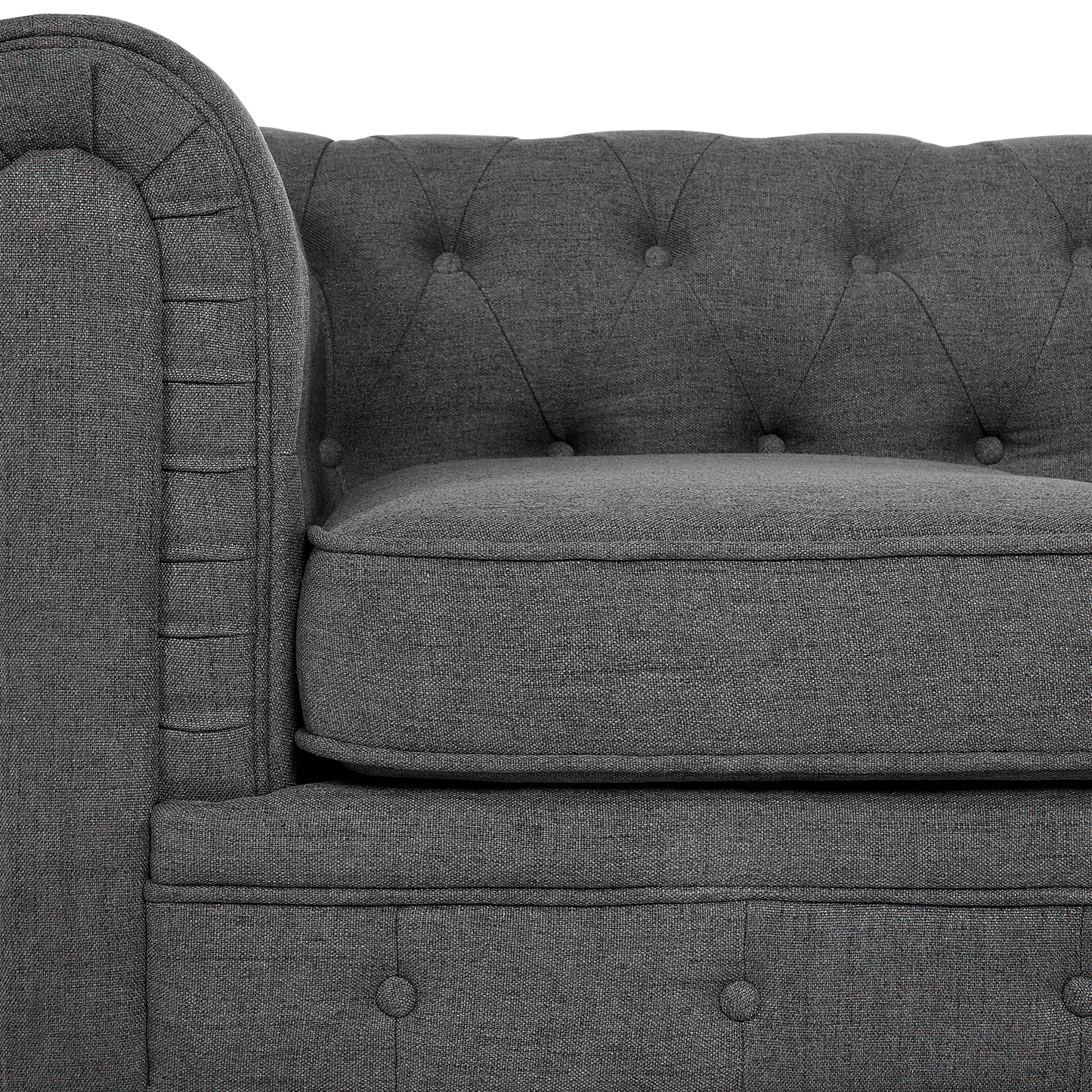 3-Sitzer Sofa grau / dunkelbraun CHESTERFIELD