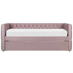 Ausziehbett Samtstoff GASSIN 90 x 200 cm Rosa