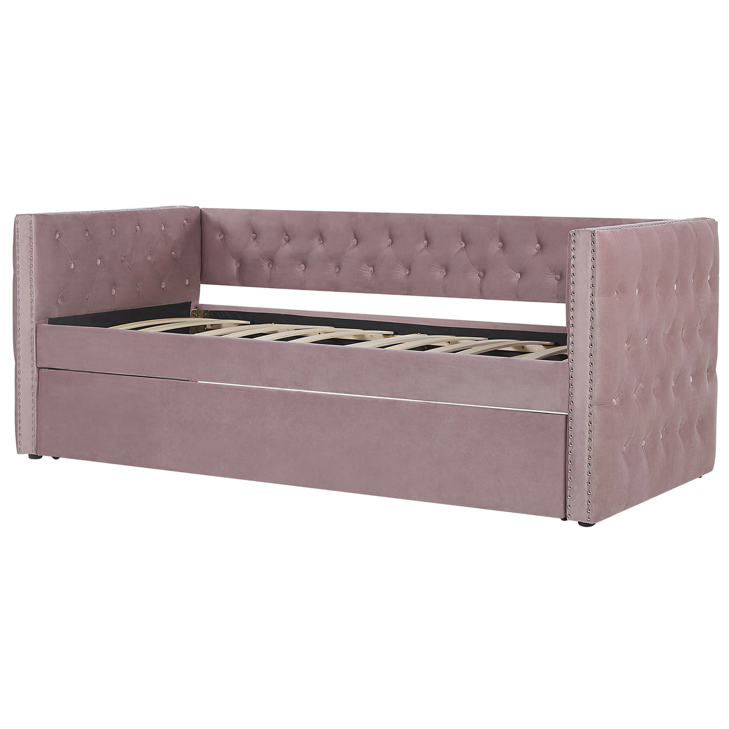 Ausziehbett Samtstoff GASSIN 90 x 200 cm Rosa