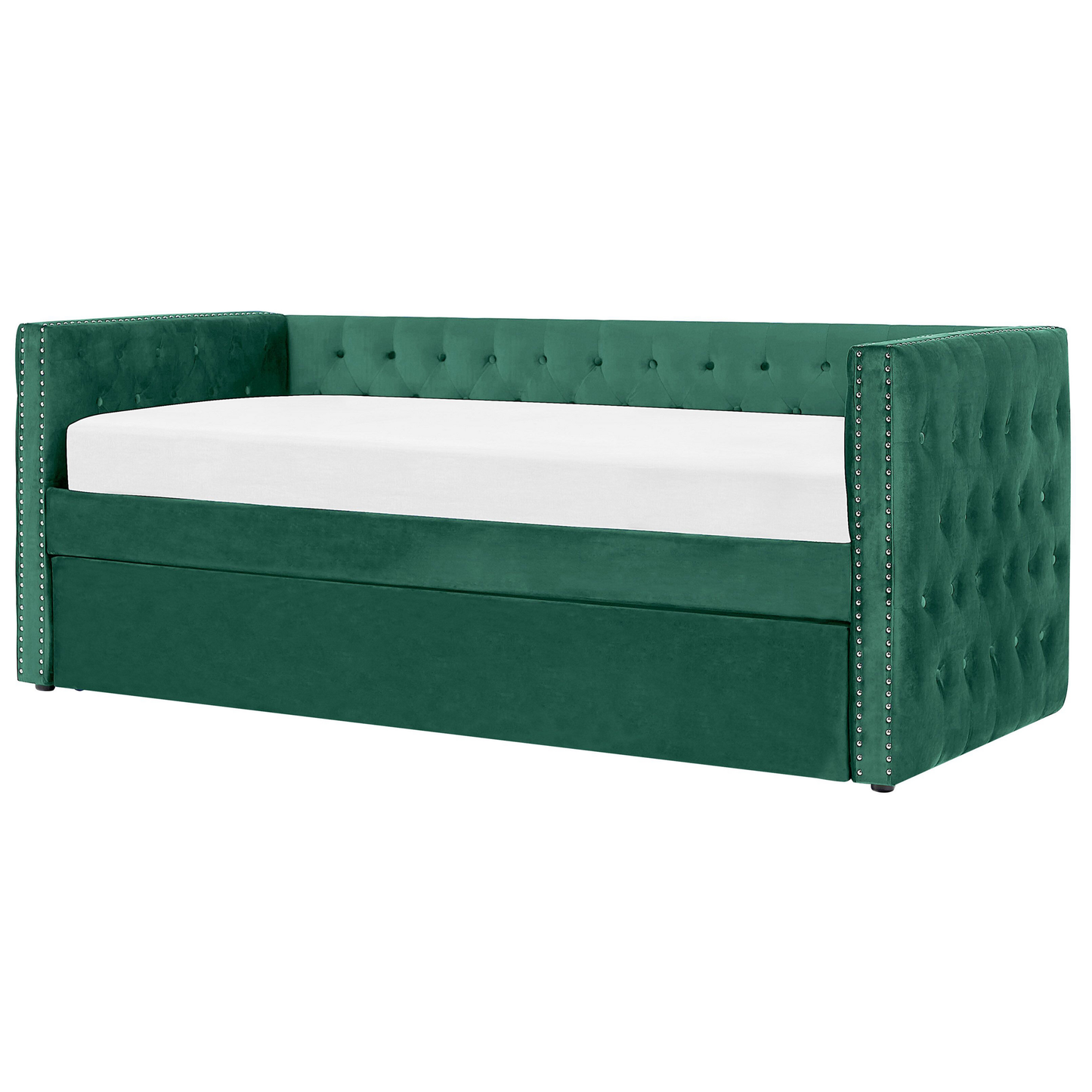 Ausziehbett Samtstoff GASSIN 90 x 200 cm Smaragdgrün