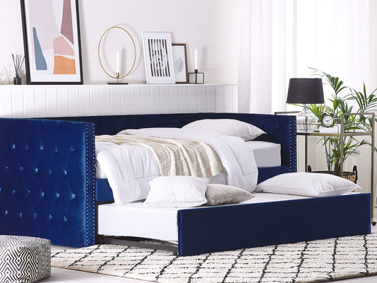 Ausziehbett Samtstoff GASSIN 90 x 200 cm Marineblau