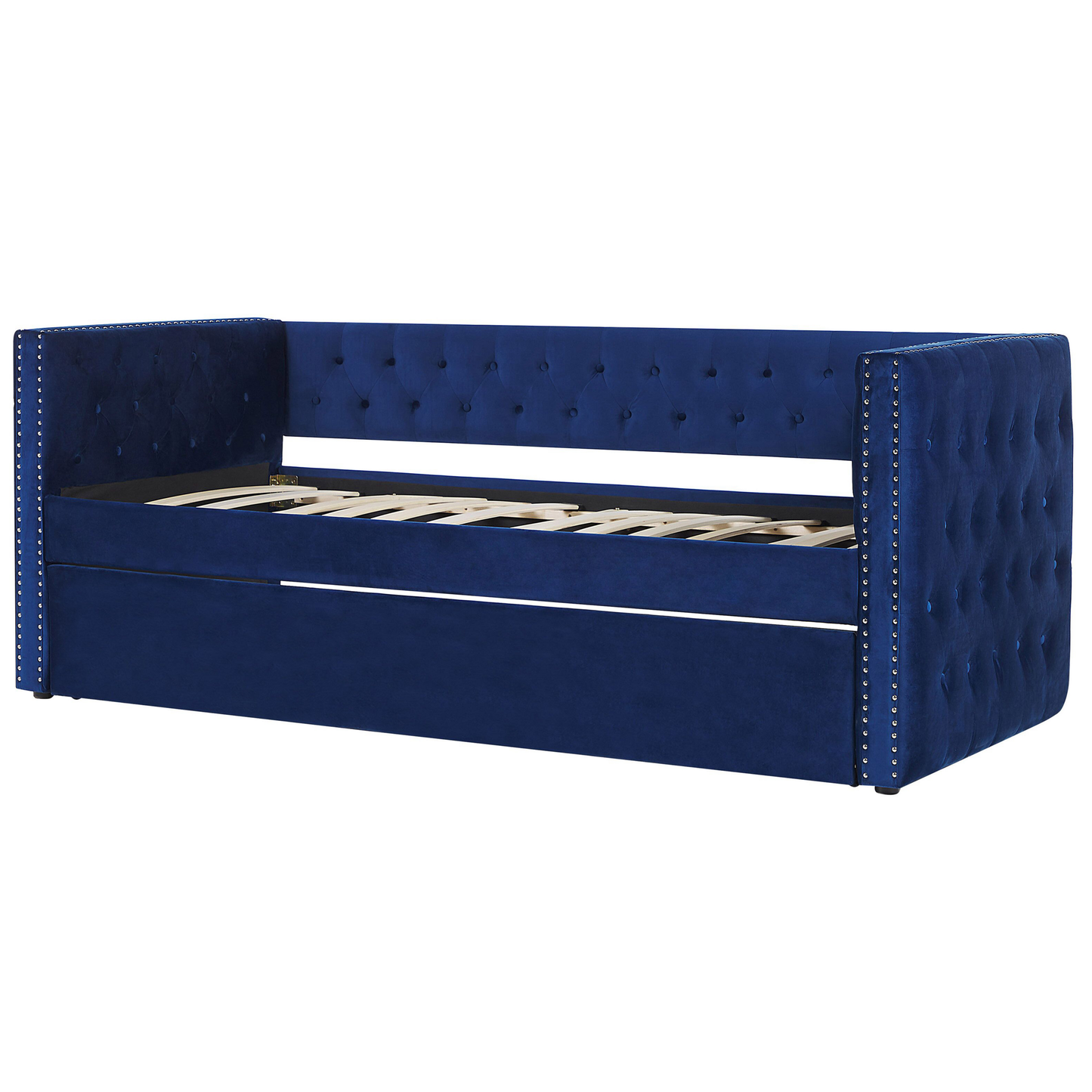 Ausziehbett Samtstoff GASSIN 90 x 200 cm Marineblau
