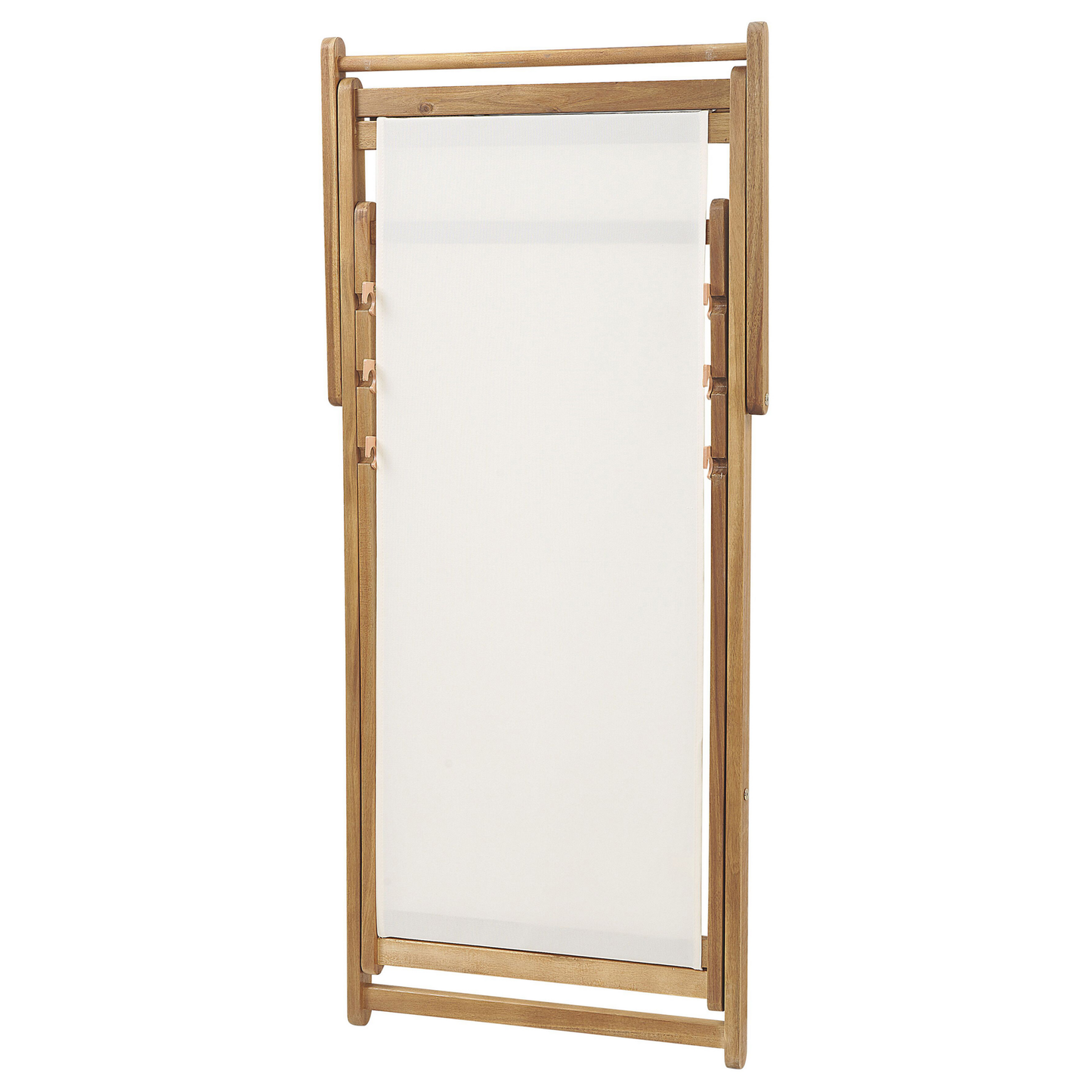 Liegestuhl Akazienholz hellbraun Textil cremeweiss ANZIO