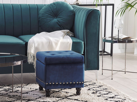 Hocker mit Stauraum Samtstoff dunkelblau LORETTO