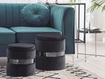 Pouf mit Stauraum Samtstoff schwarz 2er Set DORIS