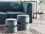 Pouf mit Stauraum Samtstoff blau 2er Set DORIS