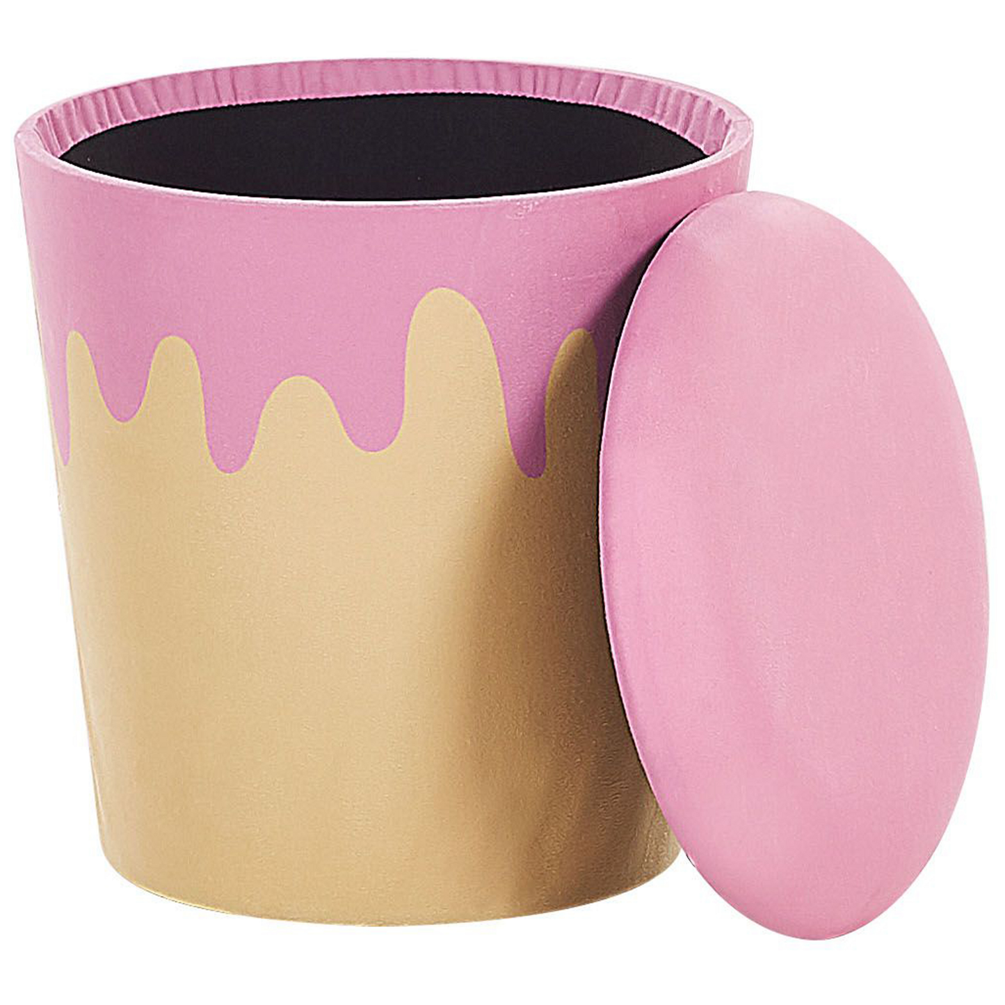 Pouf mit Stauraum Samtstoff beige / rosa ⌀ 40 cm MOUSEE