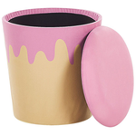 Pouf mit Stauraum Samtstoff beige / rosa ⌀ 40 cm MOUSEE