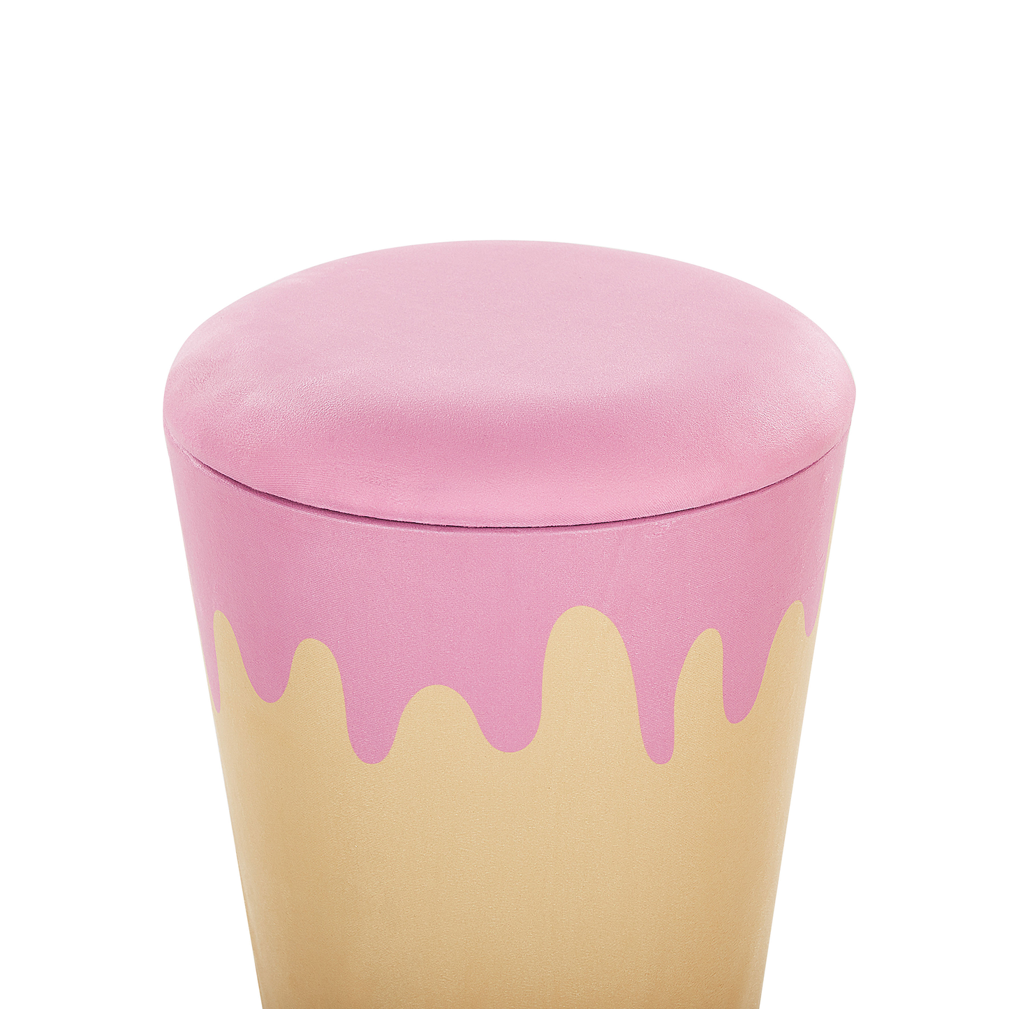 Pouf mit Stauraum Samtstoff beige / rosa ⌀ 40 cm MOUSEE