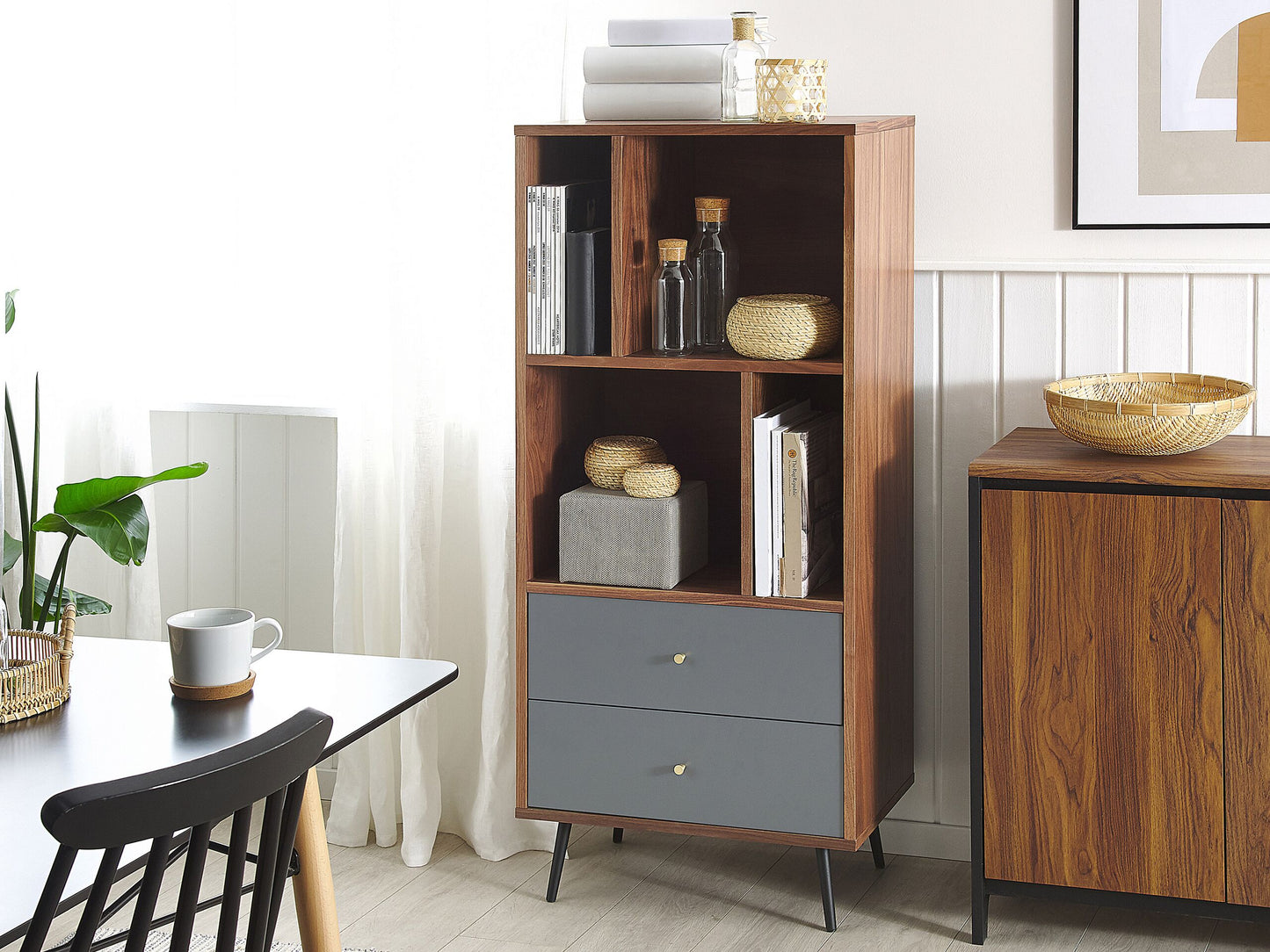 Bücherschrank RICHMOND 139 cm Dunkle Walnuss