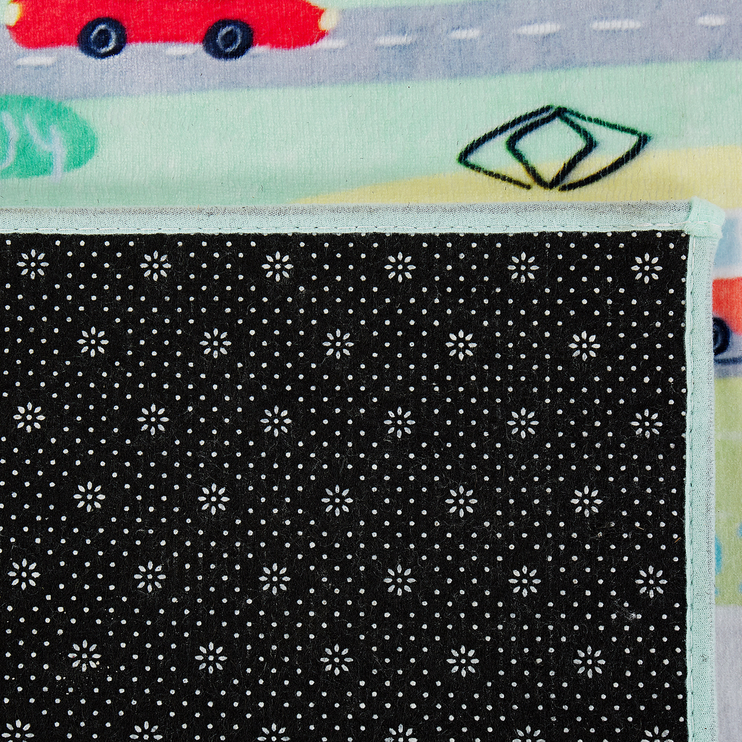 Kinderteppich grün 80 x 150 cm Stadt-Motiv Kurzflor KEMER