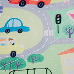 Kinderteppich grün 80 x 150 cm Stadt-Motiv Kurzflor KEMER