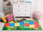 Kinderteppich grün 80 x 150 cm Tier-Motiv mit Hüpfspiel Kurzflor BABADAG