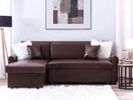 Ecksofa mit Schlaffunktion Lederoptik dunkelbraun rechtsseitig OGNA