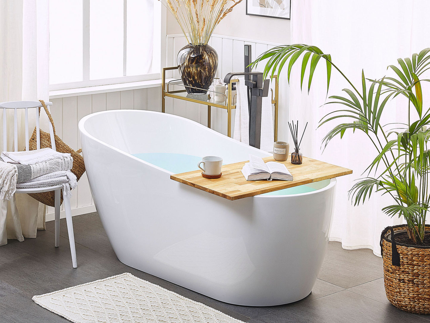 Badewanne freistehend weiss oval 170 x 78 cm SOLARTE
