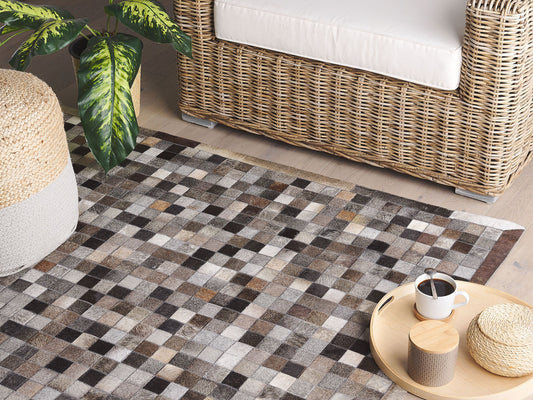 Teppich Kuhfell mehrfarbig 160 x 230 cm Patchwork Kurzflor ARMUTLU