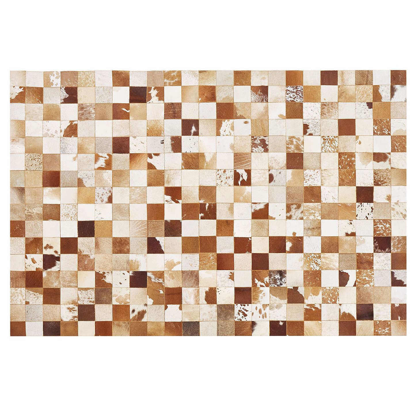 Teppich Kuhfell braun / weiss 160 x 230 cm Patchwork Kurzflor CAMILI