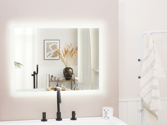 LED-Badezimmer-Spiegel CORROY 80 cm 60 cm Silber