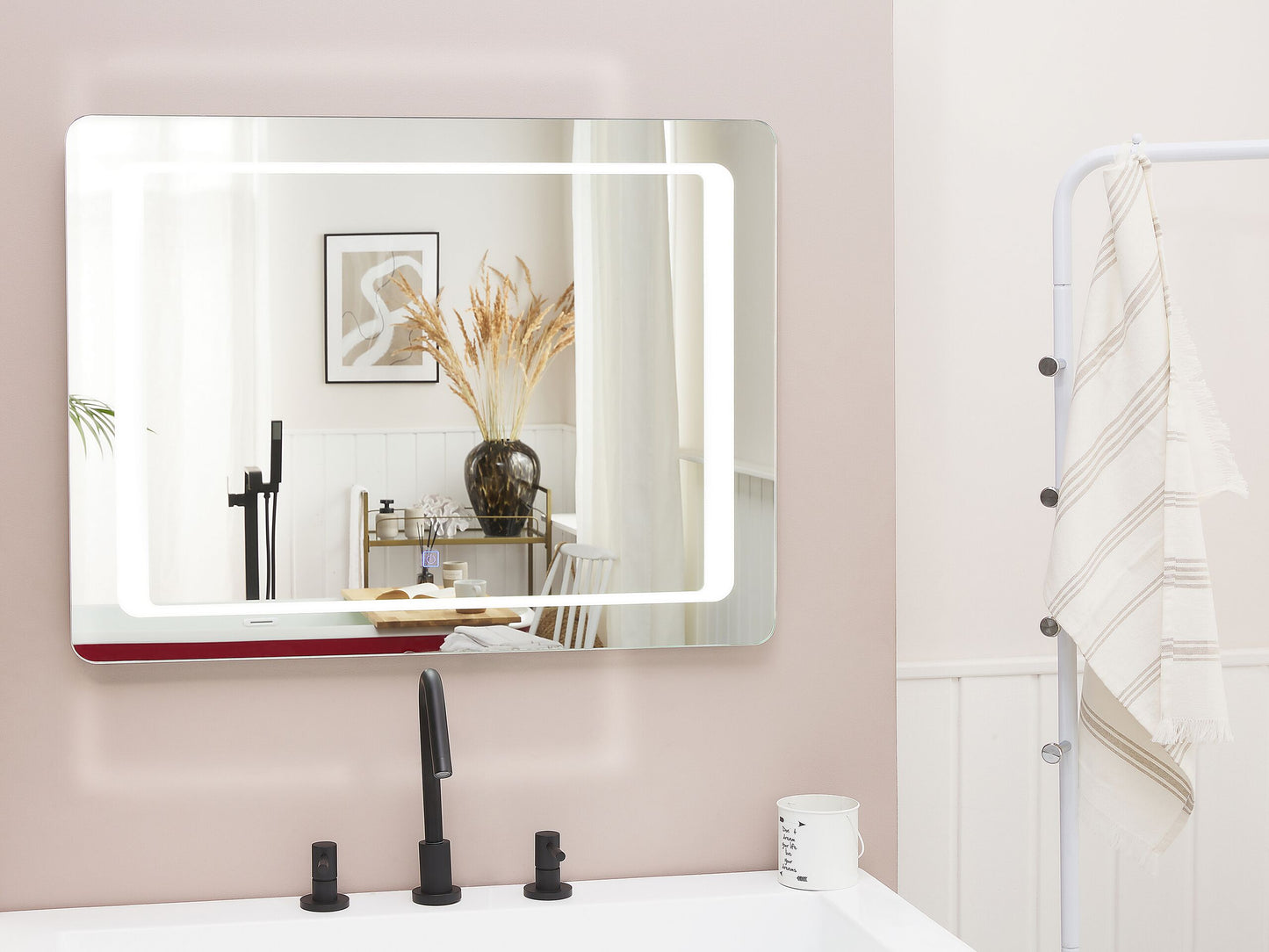 LED-Badezimmer-Spiegel WASSY 80 cm 60 cm Silber