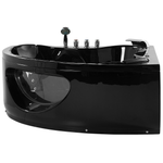 Whirlpool Badewanne schwarz Eckmodell mit LED 205 x 146 cm TOCOA