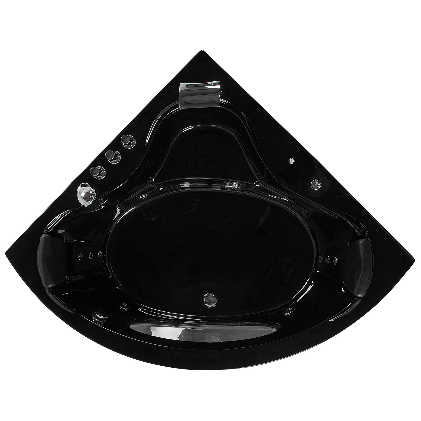 Whirlpool Badewanne schwarz Eckmodell mit LED 205 x 146 cm TOCOA