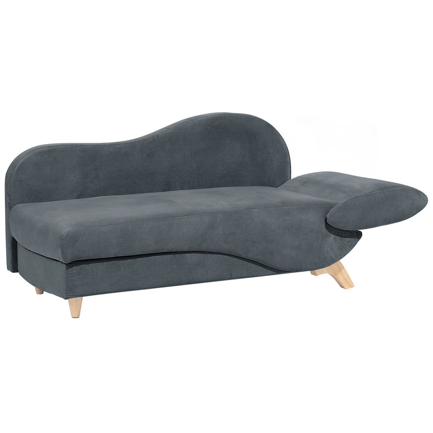 Chaiselongue Samtstoff dunkelgrau mit Bettkasten rechtsseitig MERI