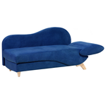 Chaiselongue Samtstoff dunkelblau mit Bettkasten rechtsseitig MERI