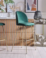 Set mit 2 Barstühlen ARCOLA Samtstoff Smaragdgrün