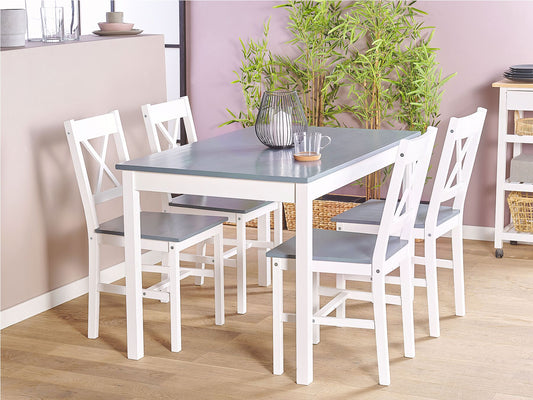 Esszimmer Set MOANA Kiefernholz Weiss 4-Sitzer