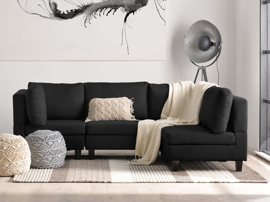 4-Sitzer Ecksofa schwarz linksseitig FEVIK