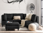 4-Sitzer Ecksofa schwarz linksseitig mit Ottomane FEVIK