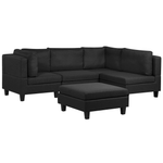 4-Sitzer Ecksofa schwarz linksseitig mit Ottomane FEVIK