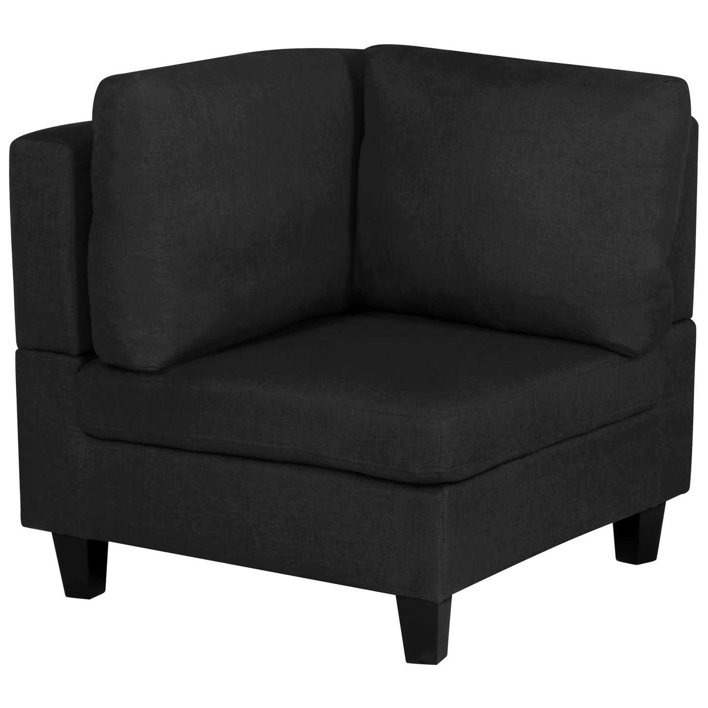 4-Sitzer Ecksofa schwarz linksseitig mit Ottomane FEVIK