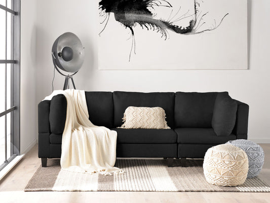 3-Sitzer Sofa Polsterbezug schwarz FEVIK