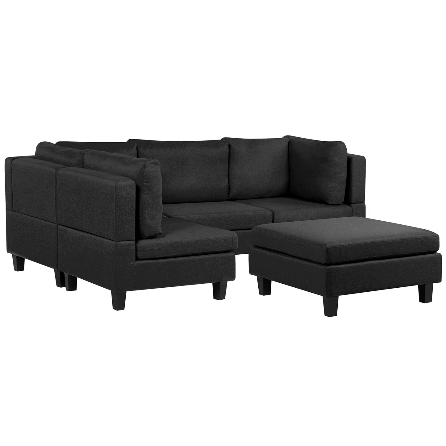 5-Sitzer Ecksofa schwarz linksseitig mit Ottomane FEVIK
