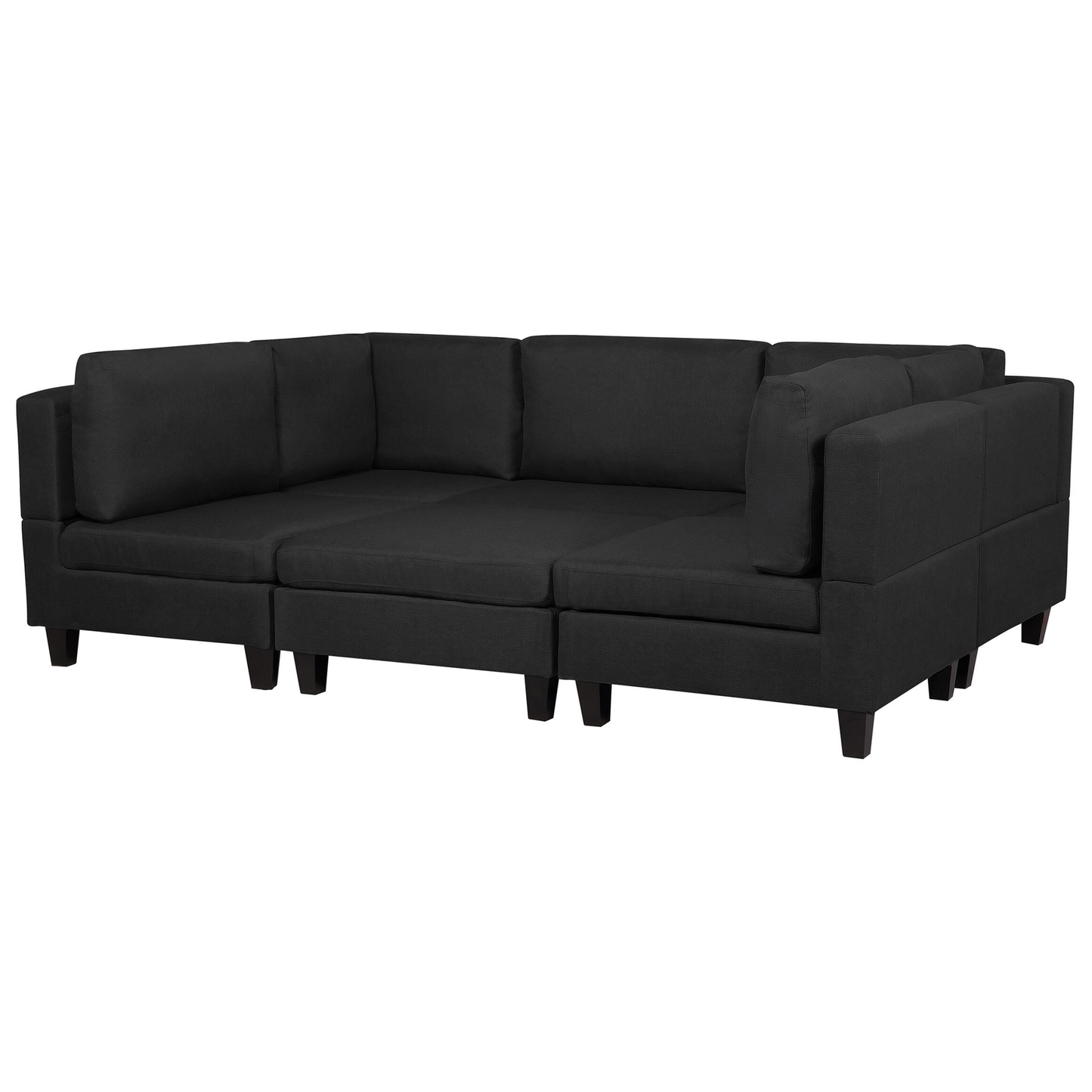Wohnlandschaft Polsterbezug schwarz 5-Sitzer mit Ottomane FEVIK