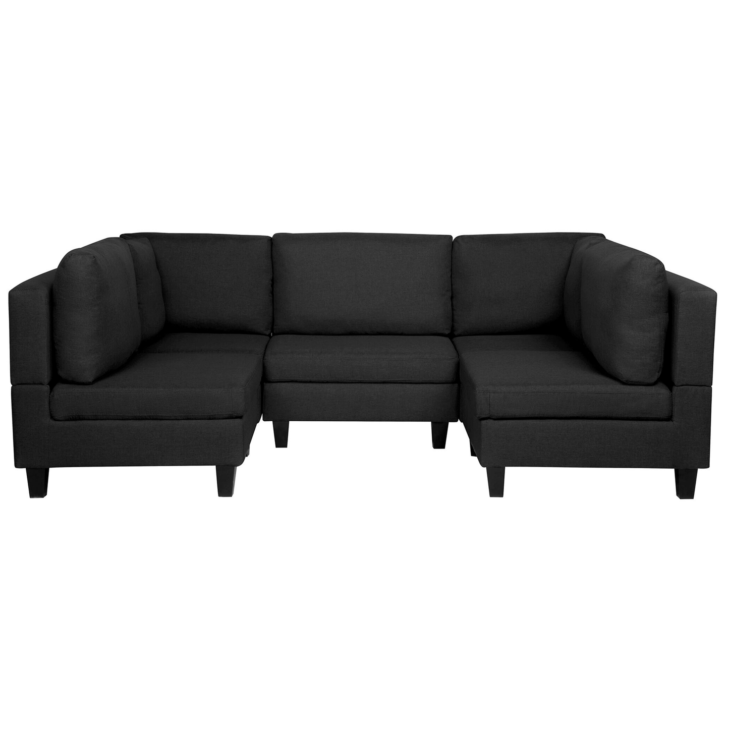 Wohnlandschaft Polsterbezug schwarz 5-Sitzer mit Ottomane FEVIK