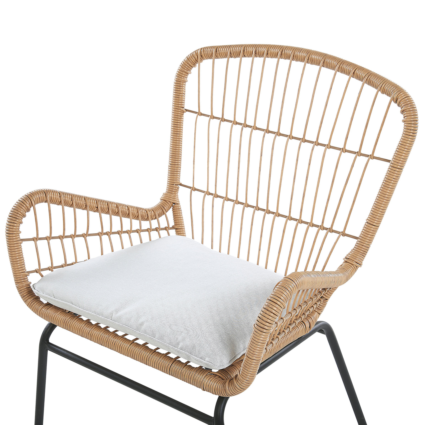 Bistro Set inkl. Kissen LABICO Polyrattan Hellbraun