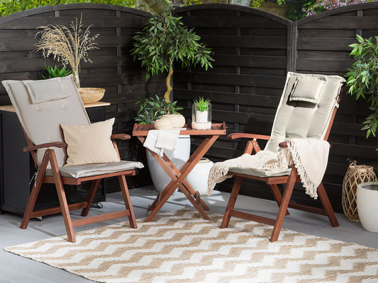 Bistro Set mit Kissen Holz Taupe TOSCANA