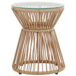 Bistro Set inkl. Kissen TRESTINA Polyrattan Hellbraun