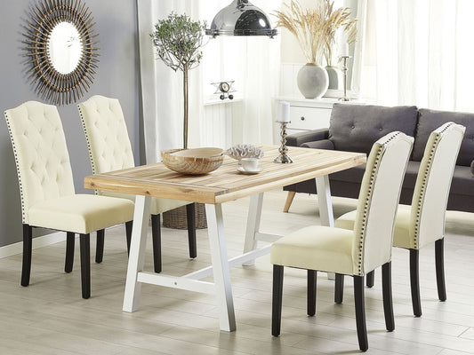 Esszimmerstuhl 2er Set Stoff Creme SHIRLEY