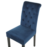 Esszimmerstuhl 2er Set Samtstoff Dunkelblau VELVA