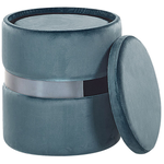 Pouf mit Stauraum Samtstoff blau 2er Set DORIS