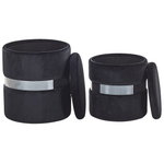 Pouf mit Stauraum Samtstoff schwarz 2er Set DORIS