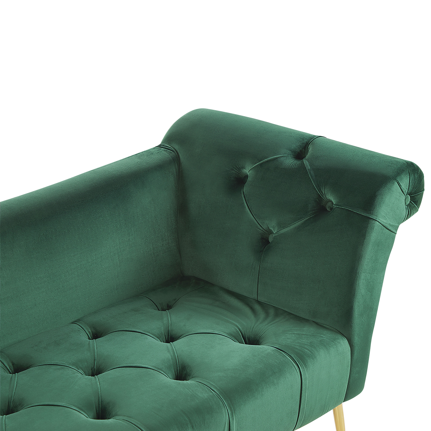 Chaiselongue Samtstoff dunkelgrün / gold NANTILLY