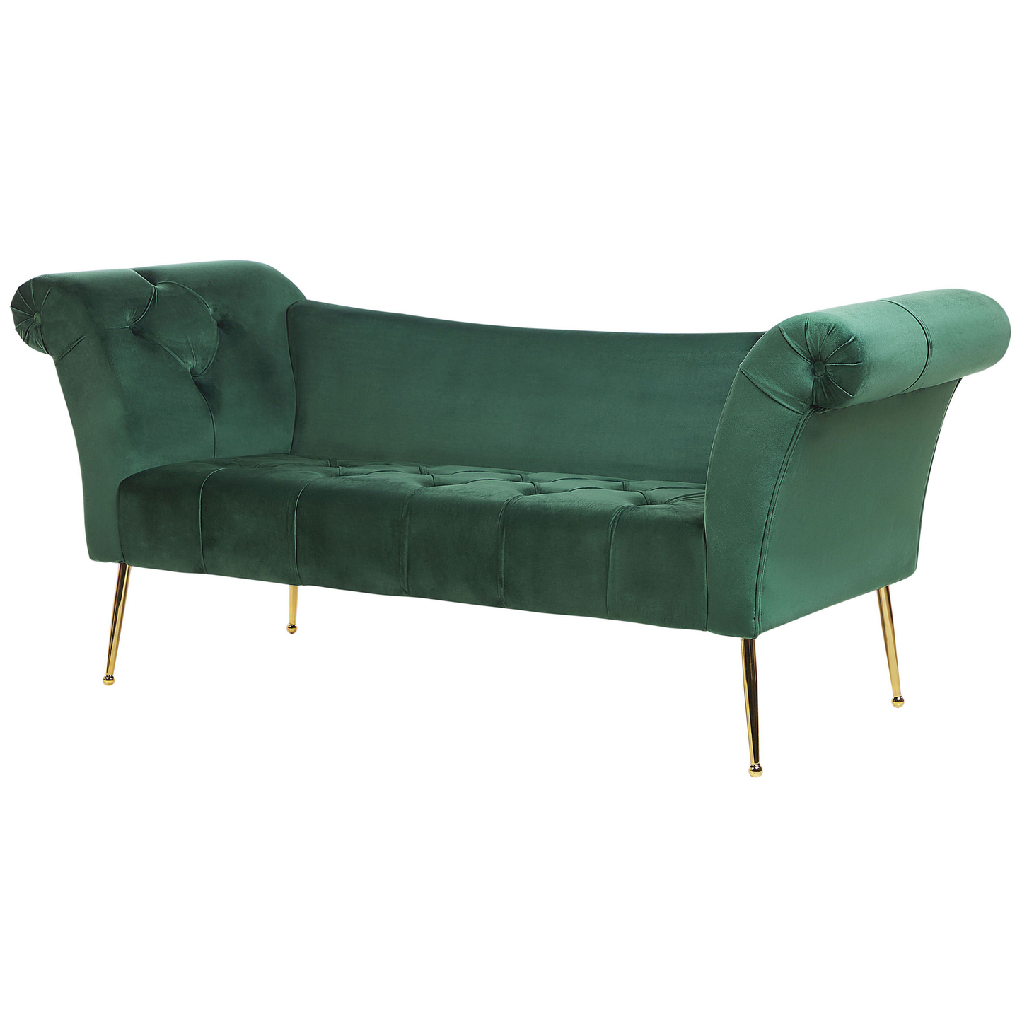 Chaiselongue Samtstoff dunkelgrün / gold NANTILLY