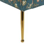 Chaiselongue Stoff seeblau / gold Blumenmuster NANTILLY