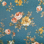 Chaiselongue Stoff seeblau / gold Blumenmuster NANTILLY