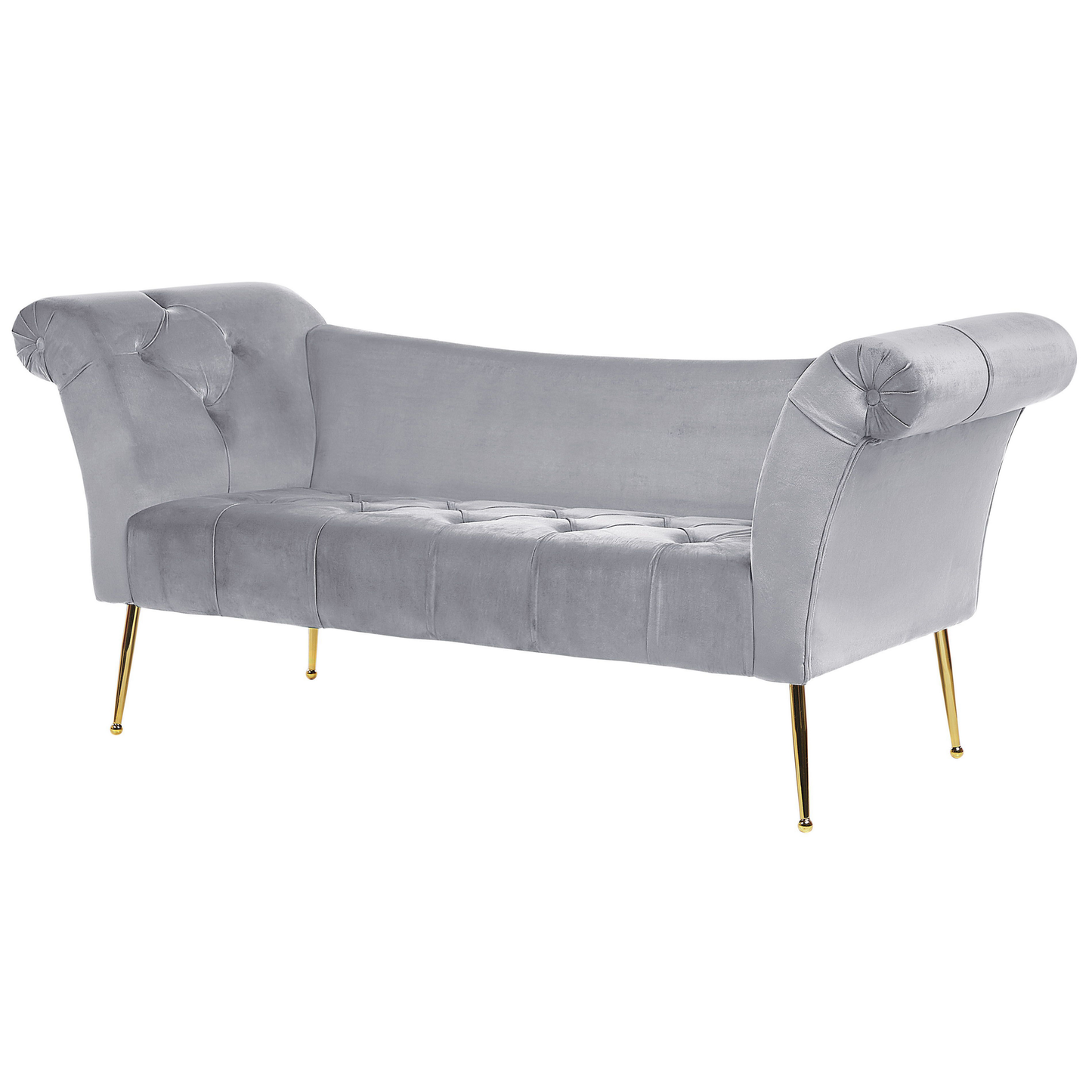 Chaiselongue Samtstoff hellgrau / gold NANTILLY