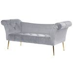 Chaiselongue Samtstoff hellgrau / gold NANTILLY